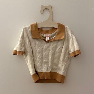 5/$25 Cable Knit Sweater with Brown Trim